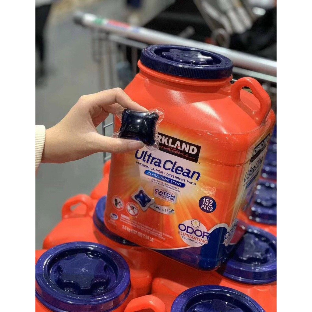 Viên Giặt Quần Áo Kirkland Ultra Clean 152 Viên Hương Thơm Tươi Mát (Chuẩn Costco USA)