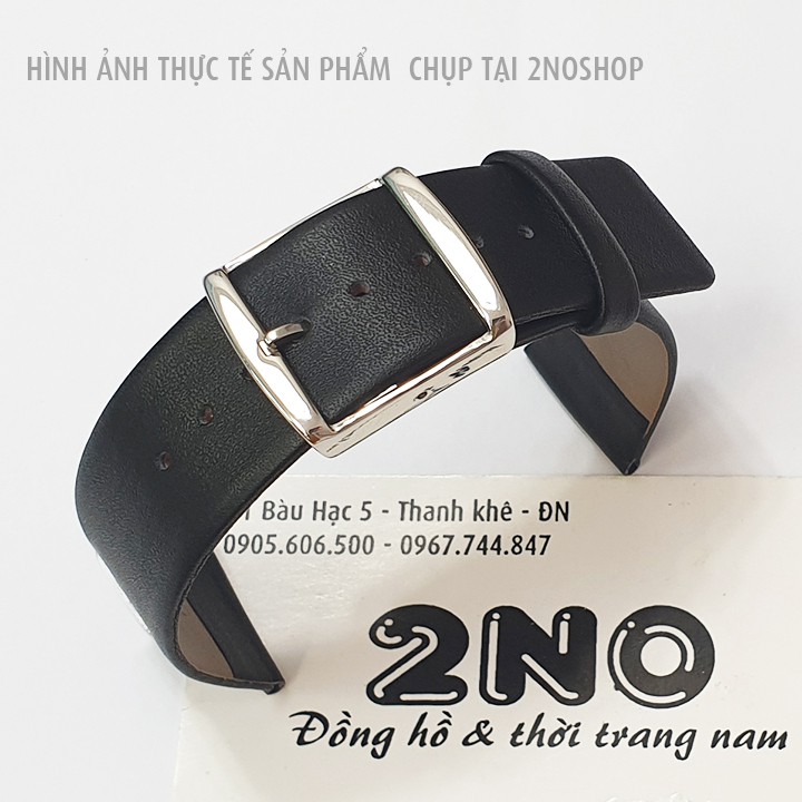 Dây da đồng hồ nam size 24mm, da bò mềm siêu mỏng khóa inox tặng kèm chốt và dụng cụ tháo dây - D2006