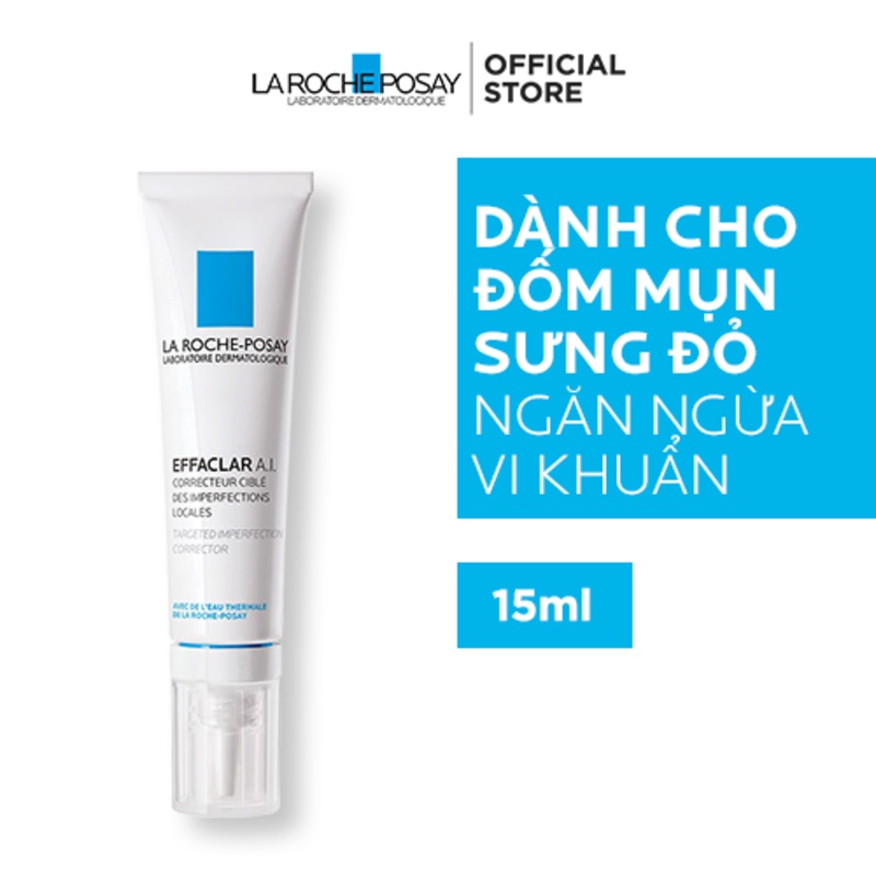 Bộ kem giảm mụn La Roche Posay A.I 15ml &amp; Gel rửa mặt cho da dầu mụn Effaclar Gel 50ml