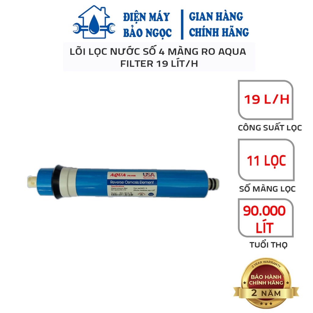 Lõi Lọc Nước Số 4 Màng RO AQUA FILTER 10 Lít/H, Cam Kết Hàng Chính Hãng