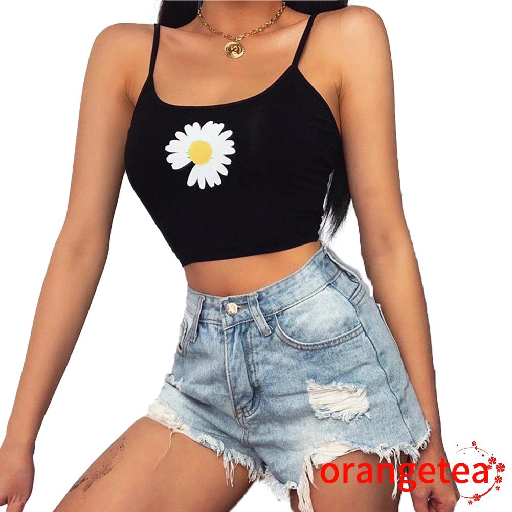 ✨WBB-Women Sexy Daisy Print Tank Top Vest Top Summer Fashion Sleeveless Crop Top for Ladies