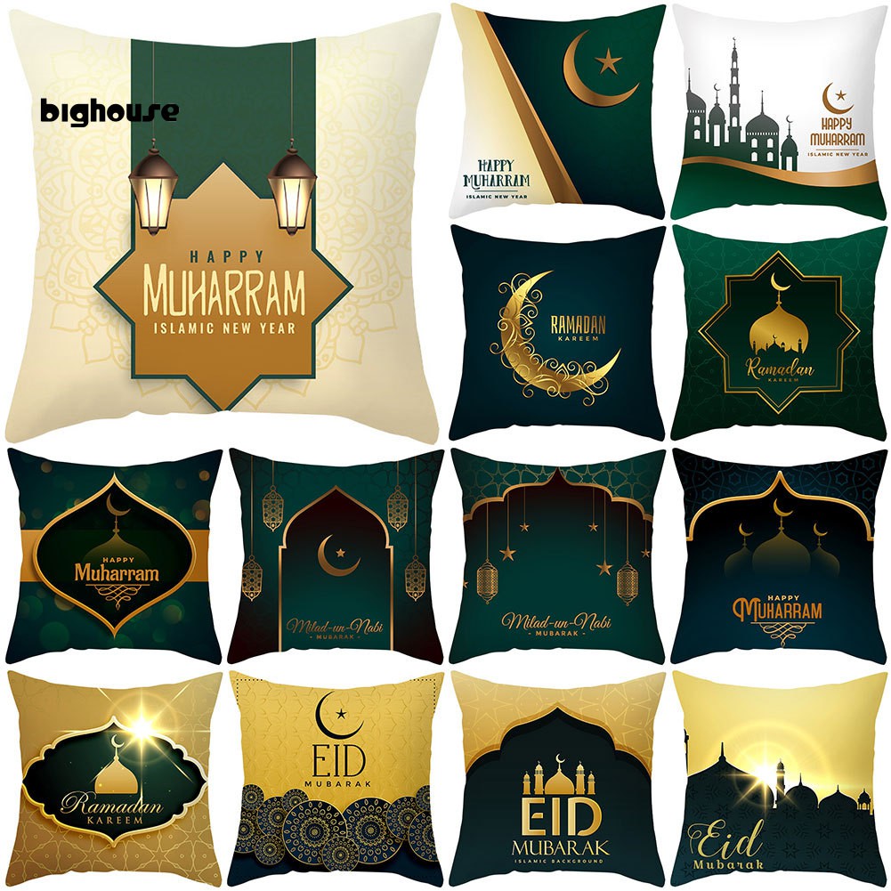 Vỏ Bọc Gối Trang Trí In Hình Mặt Trăng Phong Cách Hồi Giáo Ramadan Kareem