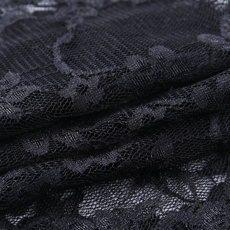 Áo croptop tay dài ống loe cổ đứng phối ren hoa phong cách vintage quyến rũ cho nữ