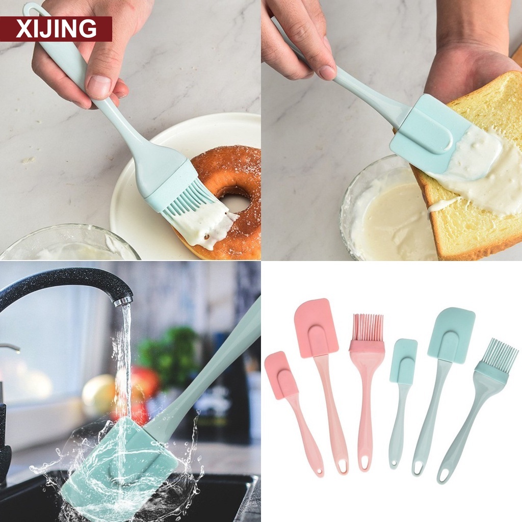 Set 3 dụng cụ phới trộn bột và cọ bằng silicon bền bỉ dùng làm bánh cho nhà bếp