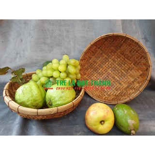 Rổ tre đựng trứng hình tròn, Rá tre trang trí đựng vỏ hạt hướng dương