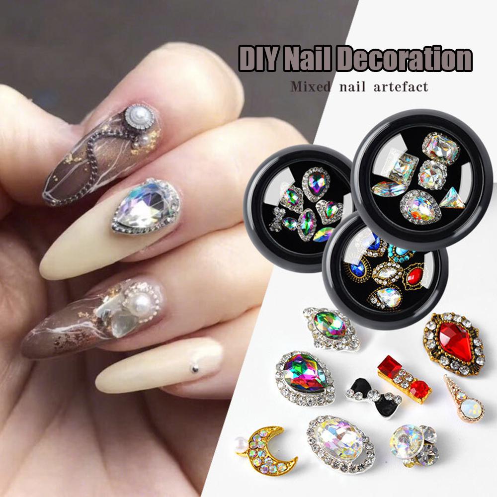 Hộp 24 Loại Hạt Charm Thời Trang Dùng Trang Trí Móng Tay DIY