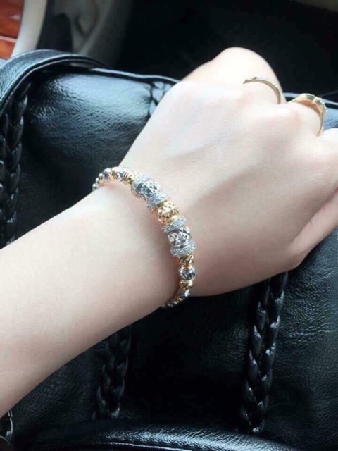 Lắc tay bạc hàn quốc xi vàng trắng 18k- và vàng 18k siêu sang