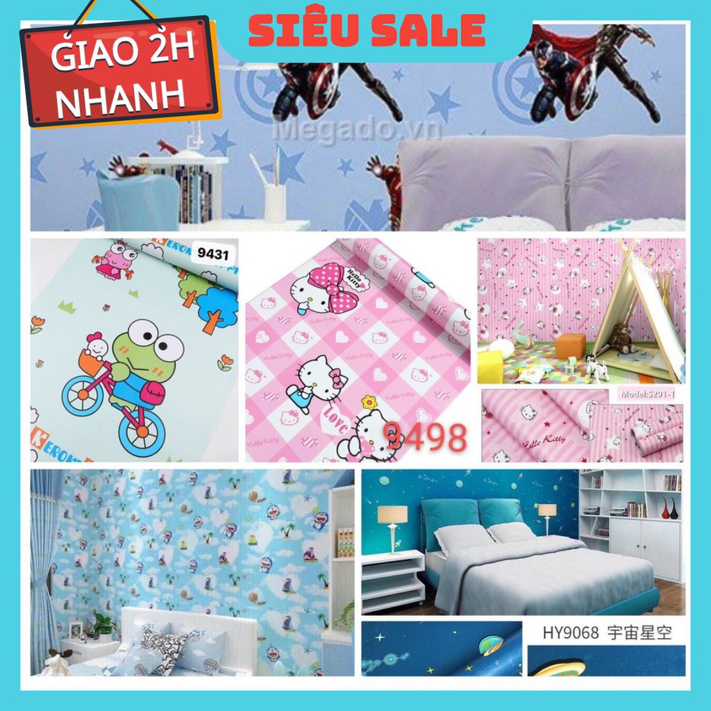 [ DÀI 5 M loại 1 ] Giấy dán tường 3D khổ rộng 45cm có sẵn keo mẫu trẻ em