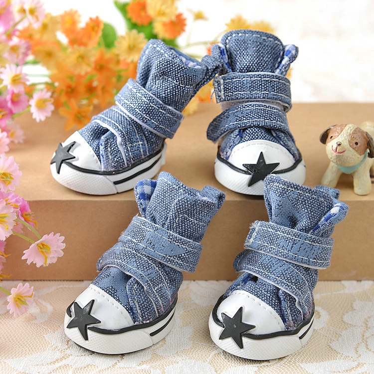 Set 4 Chiếc Giày Canvas Chống Trượt Đi Mưa Cho Thú Cưng Kích Thước 1-8