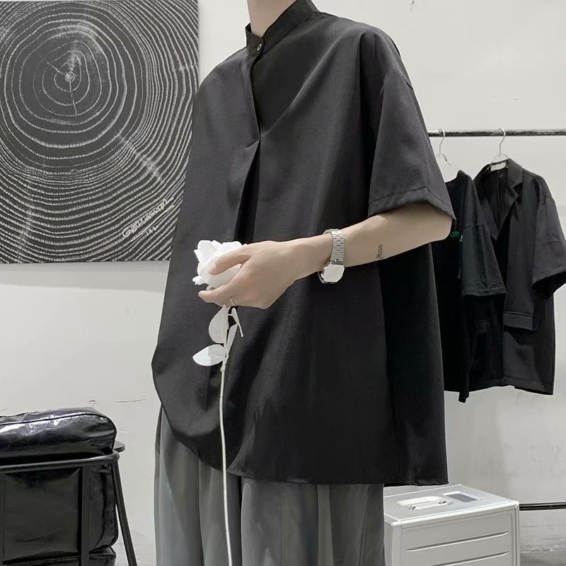 Áo Sơ Mi Lụa Ngắn Tay Dáng Rộng Thời Trang Mùa Hè Dành Cho Nam