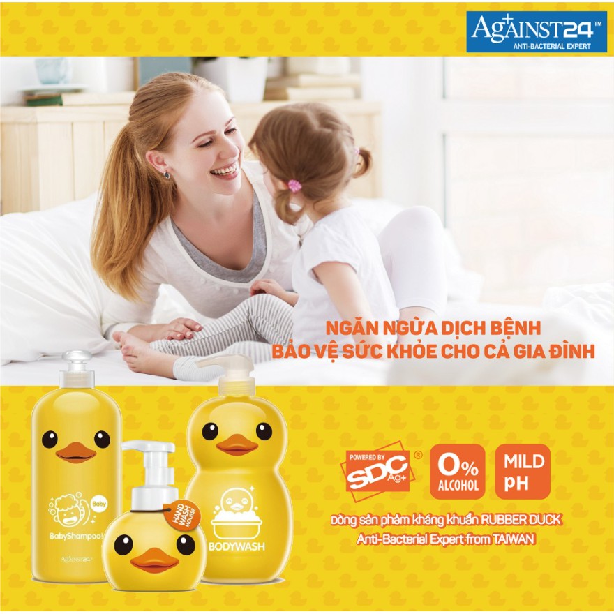 Bọt rửa tay kháng khuẩn Rubber Duck 400ml-AGAINST24 | BigBuy360 - bigbuy360.vn