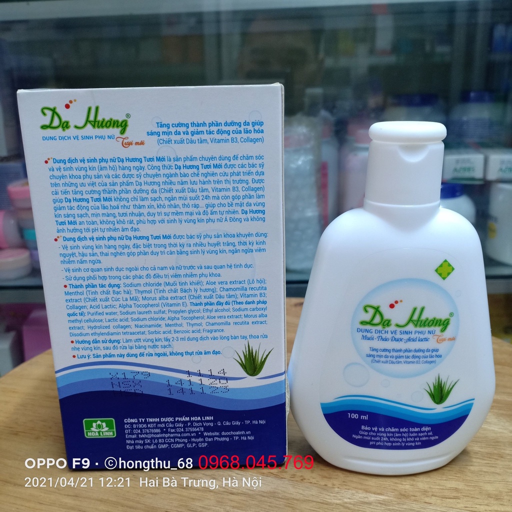 Dung dịch vệ sinh phụ nữ Dạ Hương xanh chai 100ml