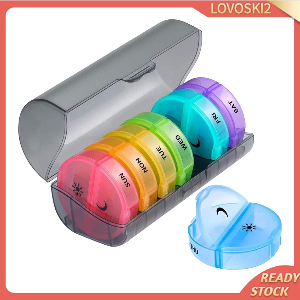 Twice-a-Day Weekly Pill Organizer 7 Day 2 Times a Day for Pills Supplements