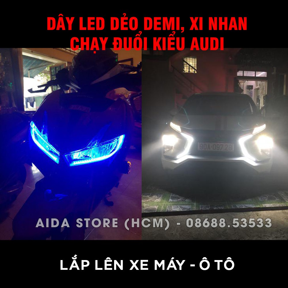 01 dây led dẻo lắp demi xi nhan chạy đuổi kiểu Audi cho xe máy, ô tô - DC 12v