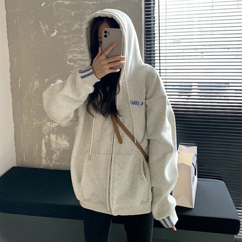 Áo Khoác Cardigan Mỏng Dáng Rộng Có Khóa Kéo Phong Cách Hàn Quốc Cho Nữ