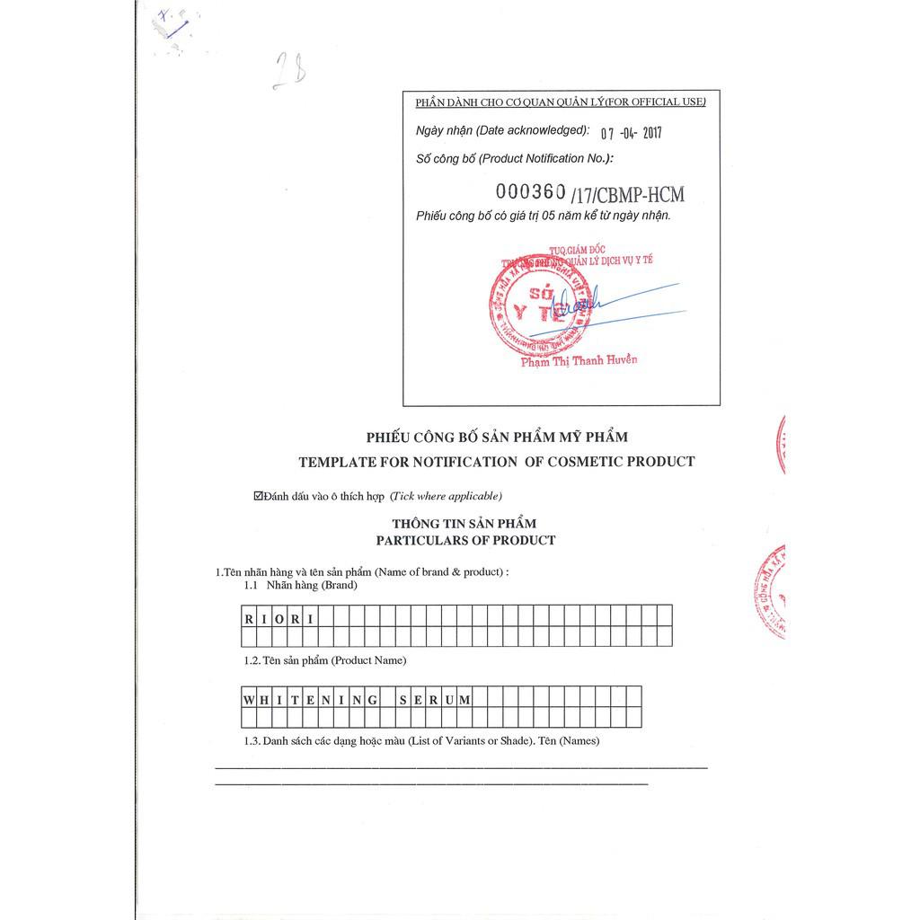 Serum Dưỡng Ẩm Whitening Serum RIORI 10ml | BigBuy360 - bigbuy360.vn