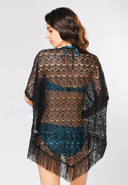 Áo choàng vạt chéo 2 màu đen trắng MSA.02 | BigBuy360 - bigbuy360.vn