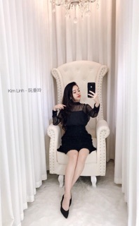váy dạ nhũ pha voan