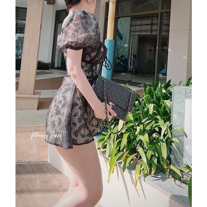 Váy ren hồ điệp tay bồng