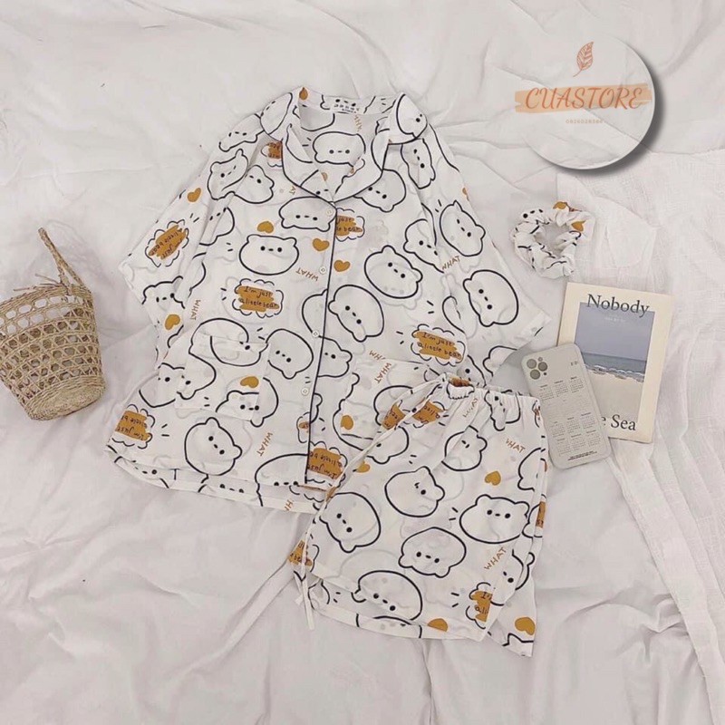 [ Ảnh thật ] BỘ NGỦ PIJAMA HOẠ TIẾT CHẤT LỤA MANGO