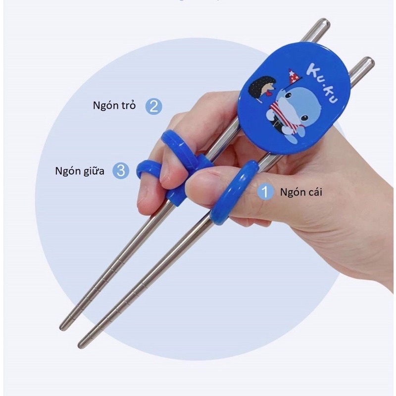 Đũa tập ăn xỏ ngón cho bé KUKU Duckbill KU3039 (1 đôi)