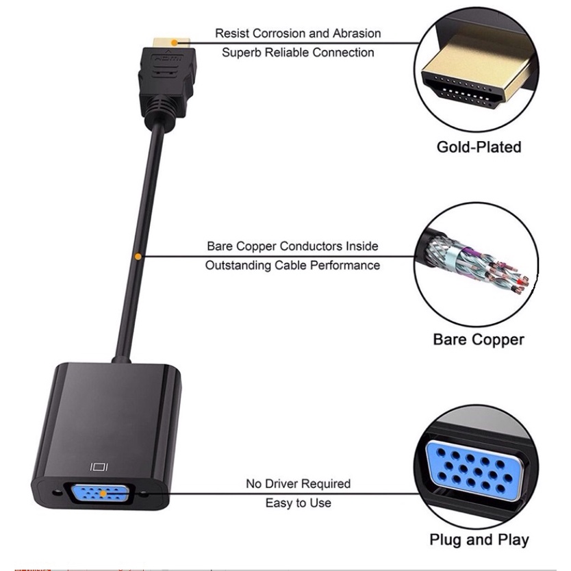 Cáp chuyển đổi HDMI sang VGA, Cáp HDMI to VGA ,dây HDMI to VGA , dây máy chiếu,