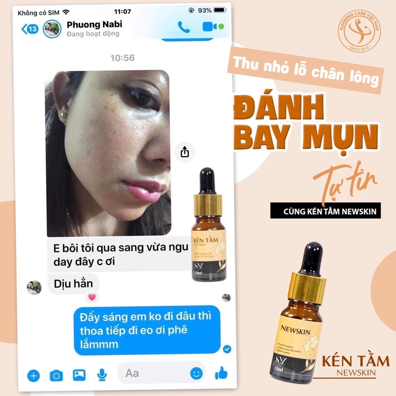 Kén tằm Newskin tái tạo da và phục hồi da mụn (10ml)