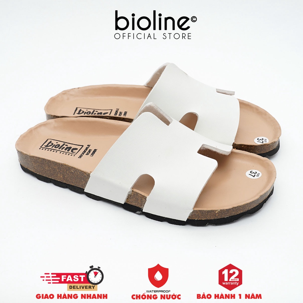 PUK04 - CHỐNG NƯỚC - Dép đế trấu Birken nam nữ Unisex, quai chữ H, da PU cao cấp, dép công sở chính hãng Bioline