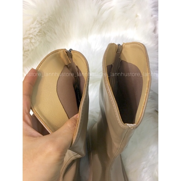 ( sẵn 38 be )Boot lửng 26cm-đế 5cm-da trơn cổ V(ảnh +video shop chụp) | BigBuy360 - bigbuy360.vn