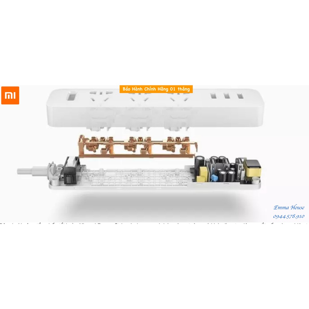 [Hàng Chính Hãng] Ổ điện Xiaomi Mi Power Strip 3 cổng USB 2A xạc nhanh / BH 1 tháng