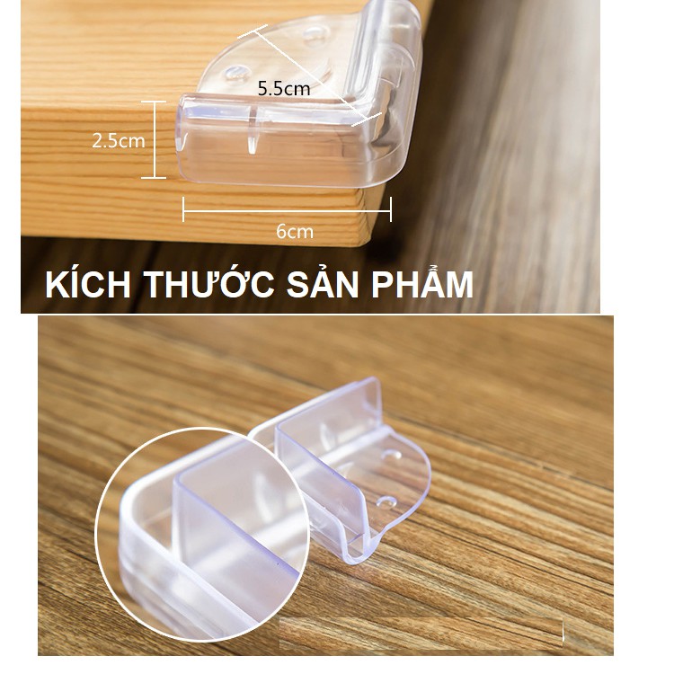 Bộ 8 nắp che góc cạnh bàn bằng silicon bảo vệ trẻ em kèm miếng dán 3M