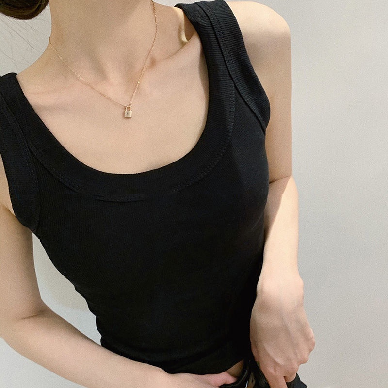 Áo Sát Nách Vải Lụa Thời Trang Quyến Rũ Cho Nữ 164521 Áo Không Tay Cổ Chữ U Form Ôm Kiểu Dáng Đơn Giản