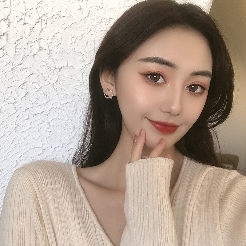 1 Đôi Bông Tai Kim Cương Hình Vòng Tròn Nhỏ Dành Cho Nữ