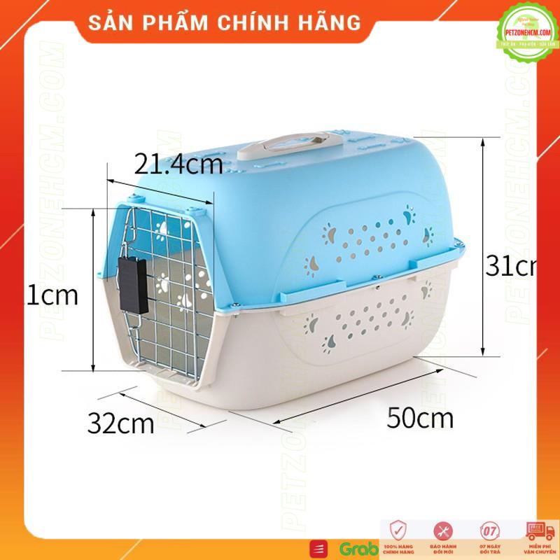 Lồng nhựa vận chuyển chó mèo <6kg ⚜ FREESHIP ⚜ có họa tiết bàn chân bằng nhựa PP dùng đi xe tàu - hàng không - máy bay