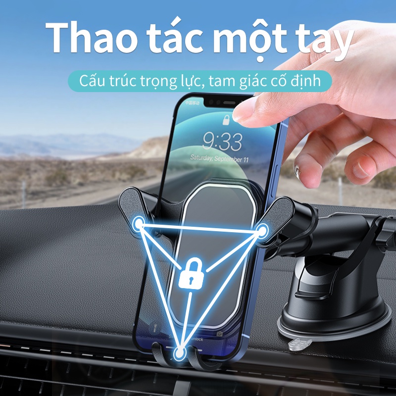 Giá đỡ điện thoại BASIKE UC19 thiết kế xoay 360° gắn bảng điều khiển xe hơi đa chức năng