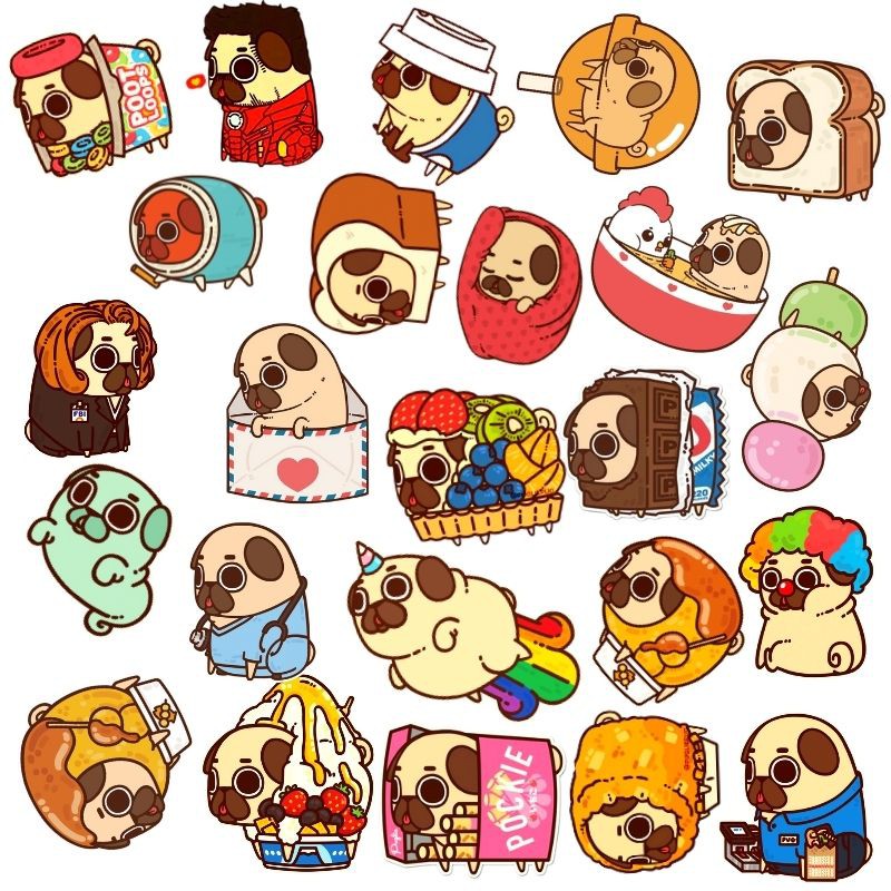 Combo sticker theo chủ đề Mèo Cute/ Pug DOG/ EGG/ Ngẫu nhiên  có hình thật 100%