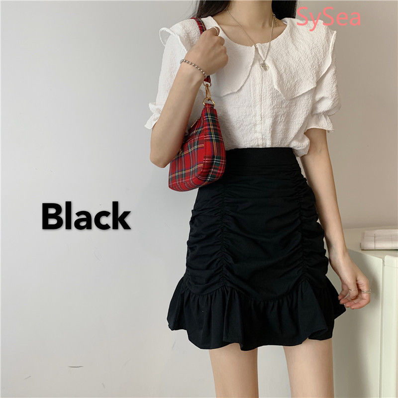 Women Fashion Pleated Skirt Summer Student Casual Fishtail Skirt