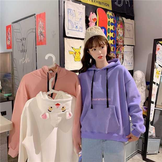 Áo Khoác Hoodie Nỉ Thời Trang Nữ Chui Đầu Nón Mặt Chú Báo Hồng Siêu Hot ❤️FREESHIP❤️