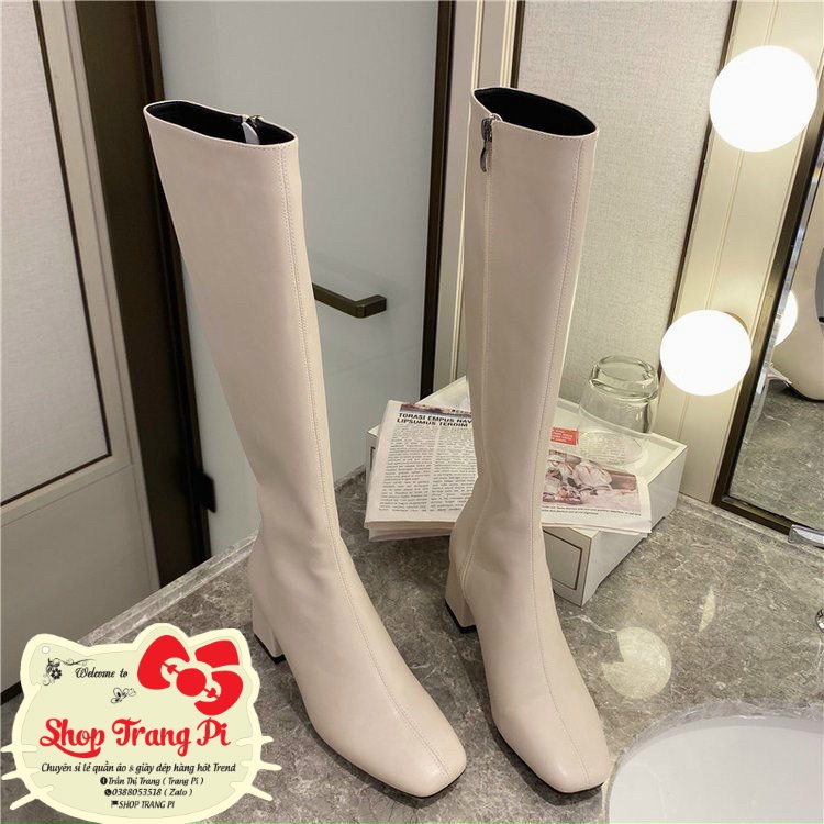 BOOT ĐÙI CAO CỔ DA LÌ 5P SÀNH ĐIỆU DA MỀM CÓ KHÓA SAU CAO CẤP HÀNG QC CAO CẤP