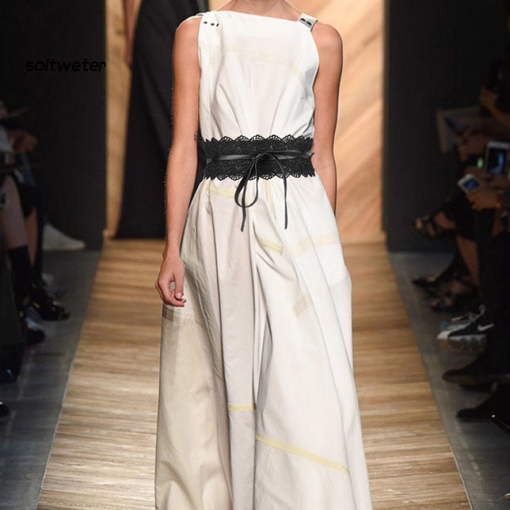 Thắt lưng ren màu trơn phối dây buộc thời trang