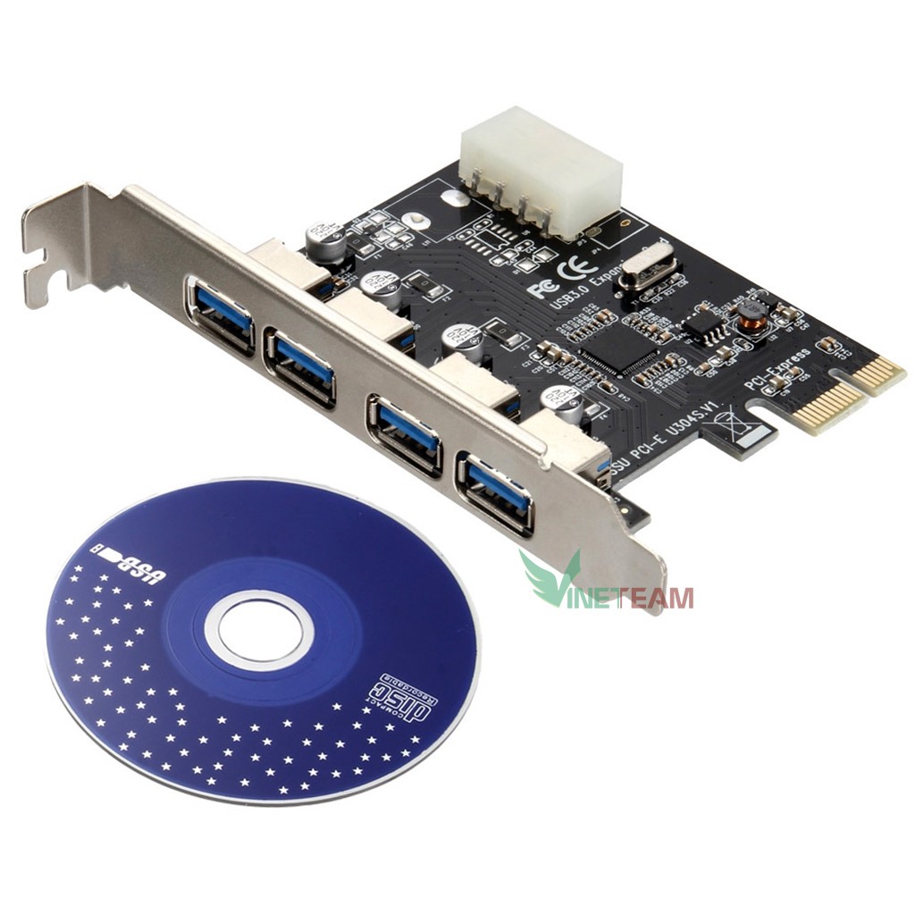 Card chuyển đổi Pcie to usb 3 0 4 port (Đen) -dc1050