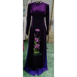 ĐẶT MAY ÁO DÀI NHUNG ĐÍNH ĐÁ PHALE
