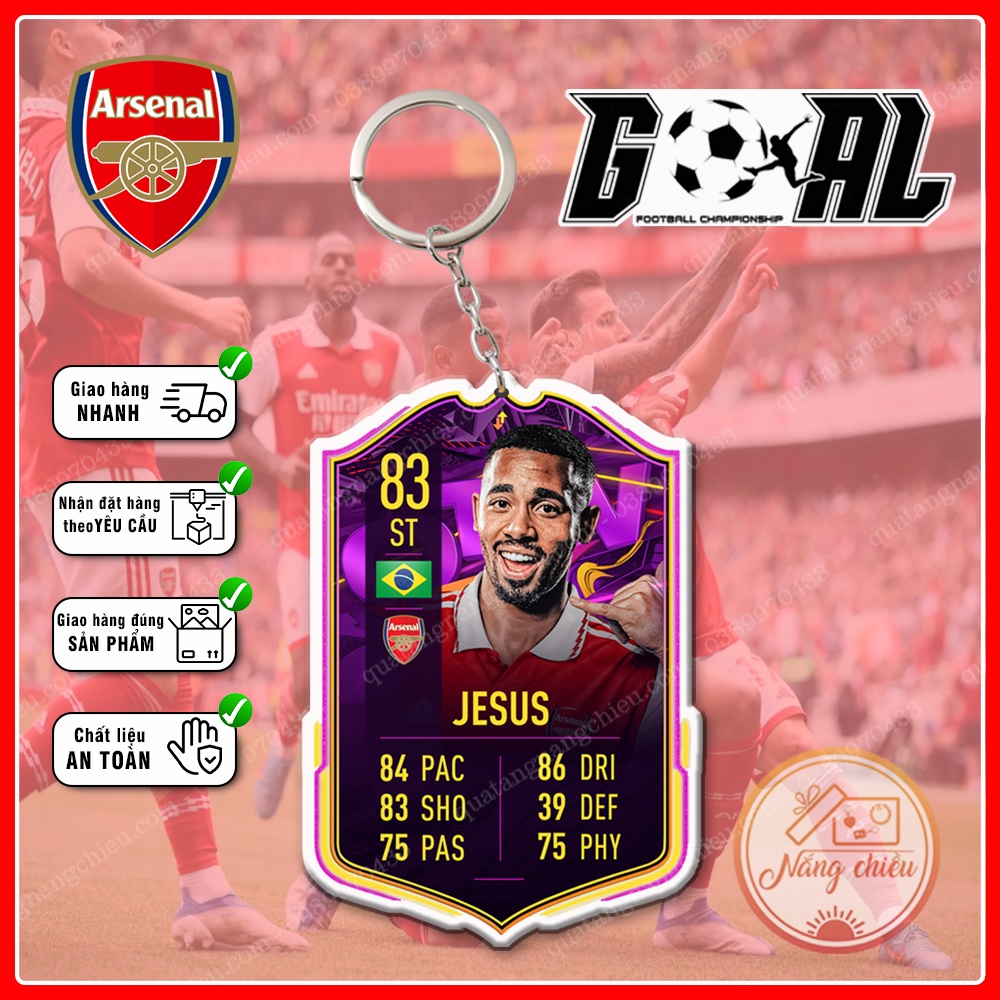 Móc Khóa Gabriel Jesus, CLB bóng đá Arsenal ☘️MÓC KHÓA THẺ CẦU THỦ☘️