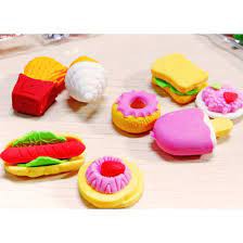 4 Vỉ gôm bút chì hình đồ chơi thức ăn nhiều mẫu xinh xắn