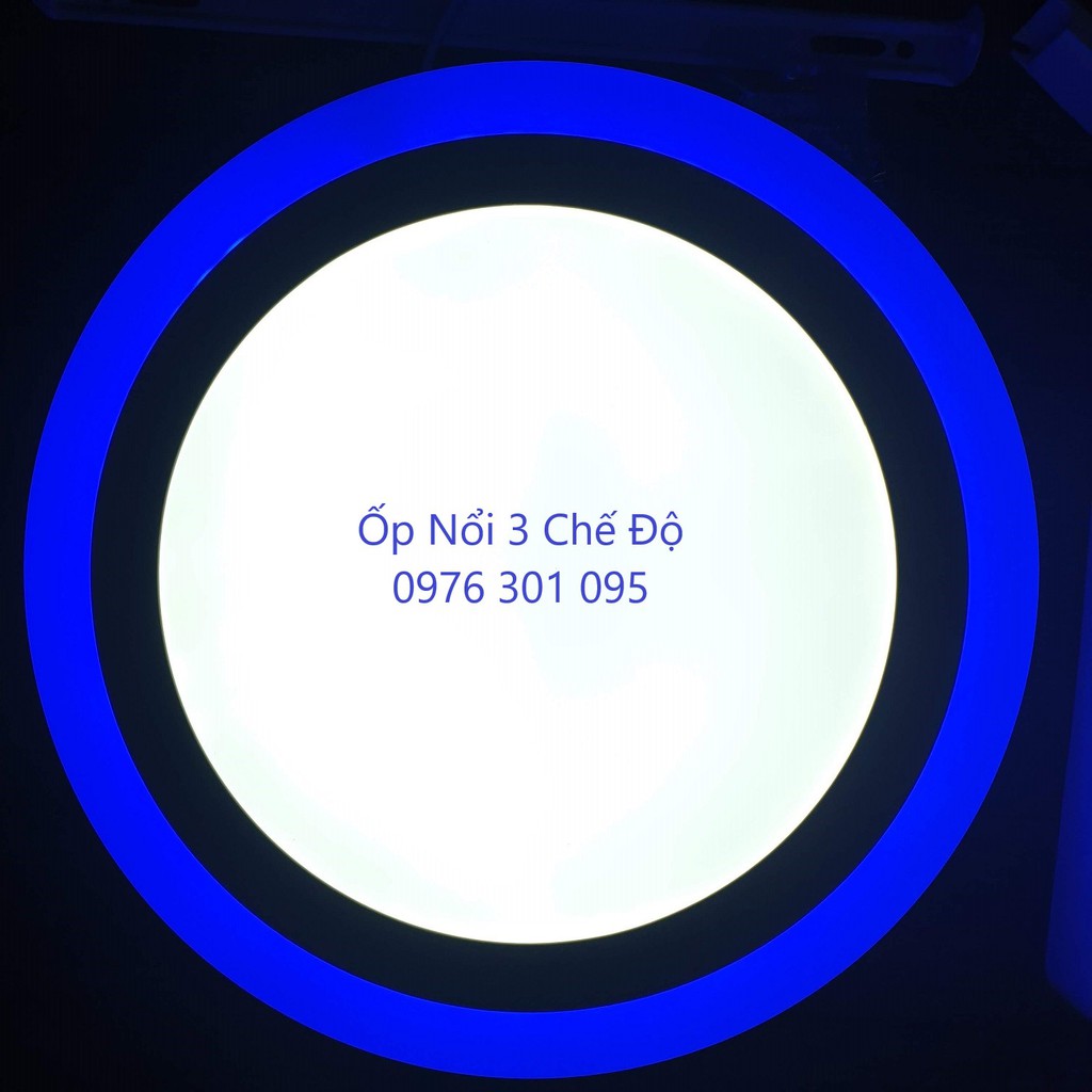 Đèn Led Ốp Nổi 3 Chế Độ [ Viền Màu Xanh Dương ]