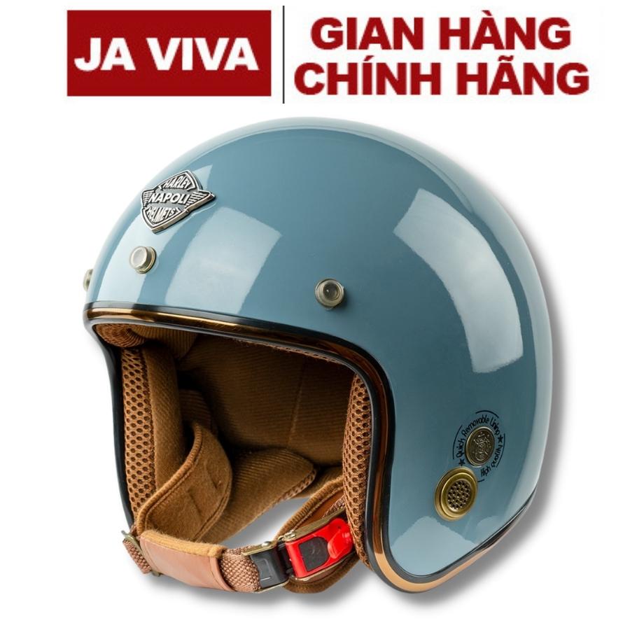 Mũ bảo hiểm phượt 3/4 Napoli, không kính, lót màu, dáng basic cao cấp cho nam nữ