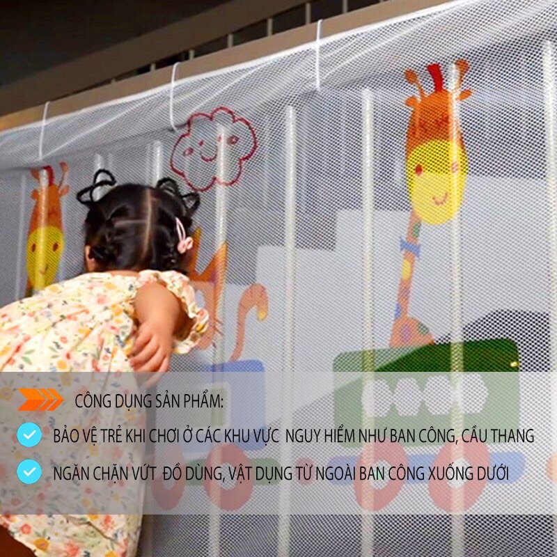 Lưới chắn cầu thang cho bé- lưới chắn ban công - thanh chặn cầu thang bảo vệ bé