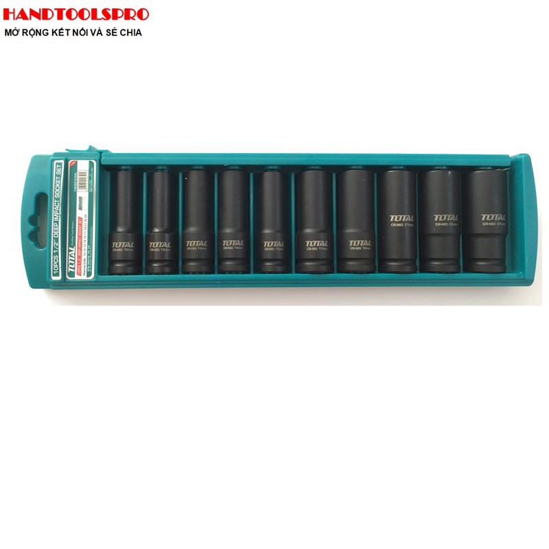 Bộ típ lục giác DÀI đen dùng hơi 1/2 inch 10 món TOTAL THKISD12102L