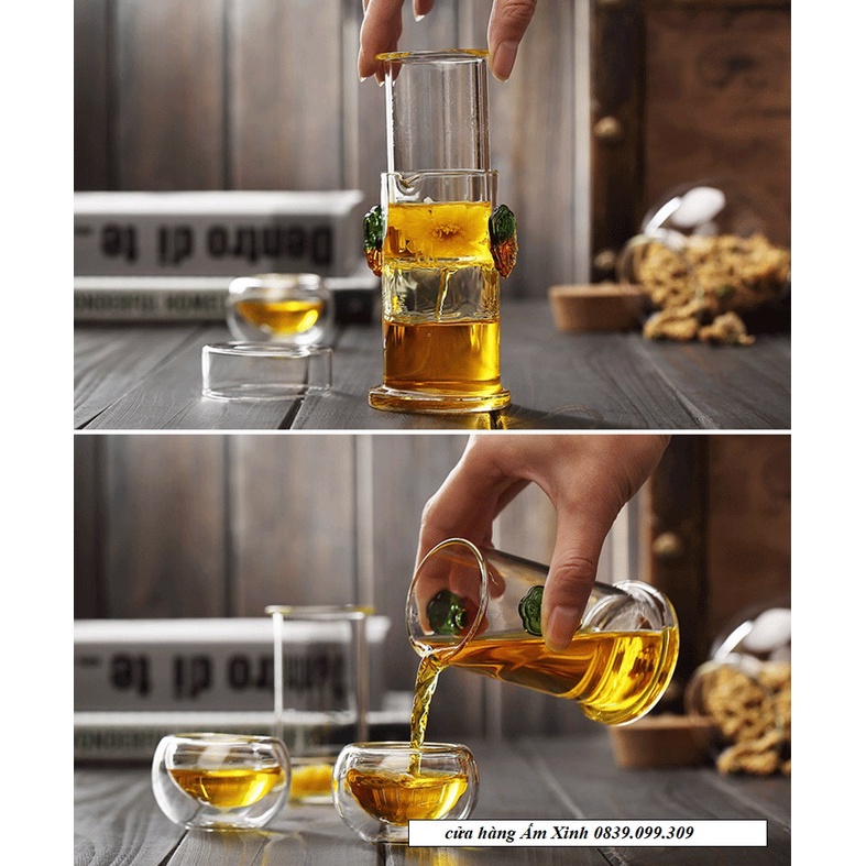 Bình thủy tinh pha trà có lõi lọc dung tích 190 ml