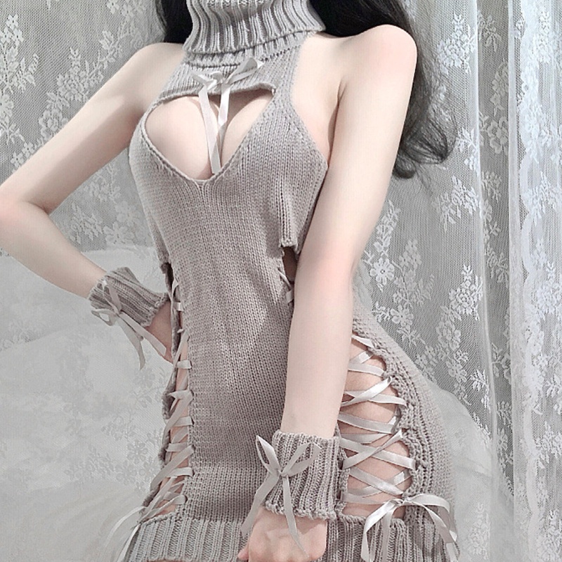 Youyo Áo Sweater Cổ Lọ Họa Tiết Anime Nhật Bản Rỗng